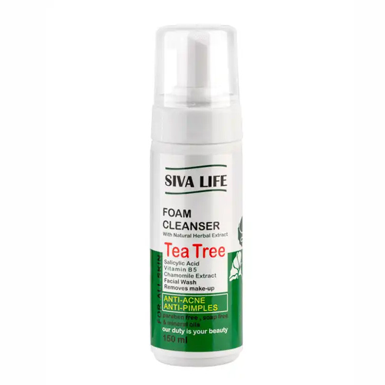 فوم شستشو صورت سیوا لایف مدل tea tree حجم 150 میلی لیتر