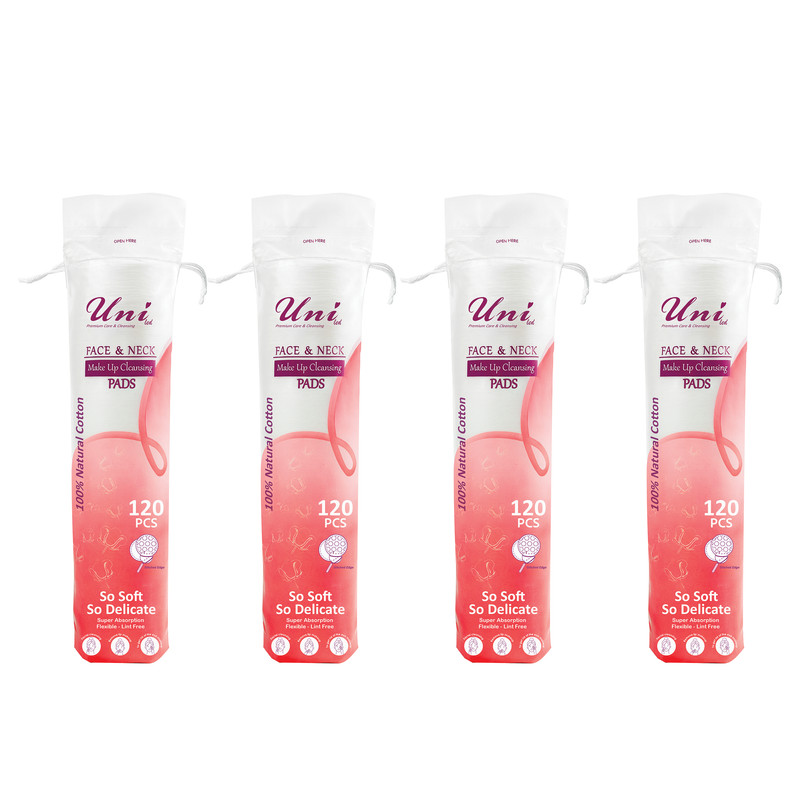 پد پاک‌کننده آرایش صورت یونی لد مدل  Ultra Soft.Cotton Silk چهار بسته 120 عددی
