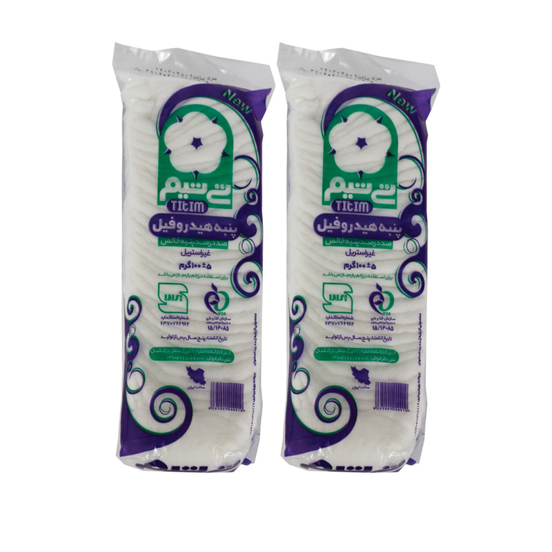 پنبه آرایشی تی تیم کد 002 وزن 100 گرمی مجموعه 2 عددی
