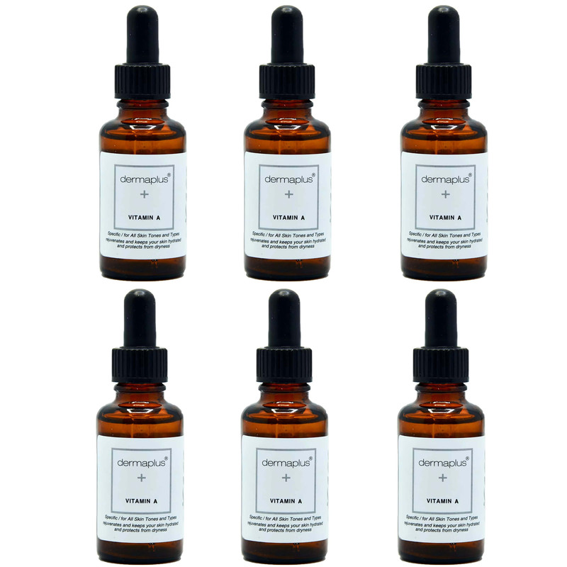 سرم ضد چروک درماپلاس مدل Vitamine A مناسب برای انواع پوست حجم 30 میلی لیتر بسته 6 عددی
