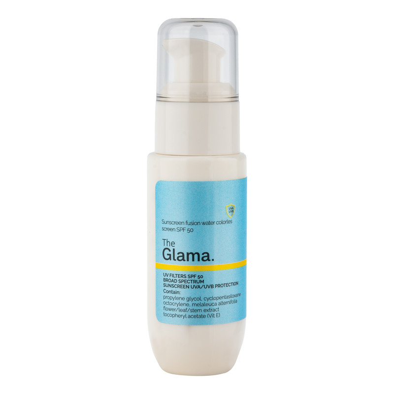 کرم ضد آفتاب بی‌رنگ گلاما SPF 50 مدل Fusion water ‌محافظ UVA،UVB مناسب برای انواع پوست‌ حجم 50 میلی‌ لیتر