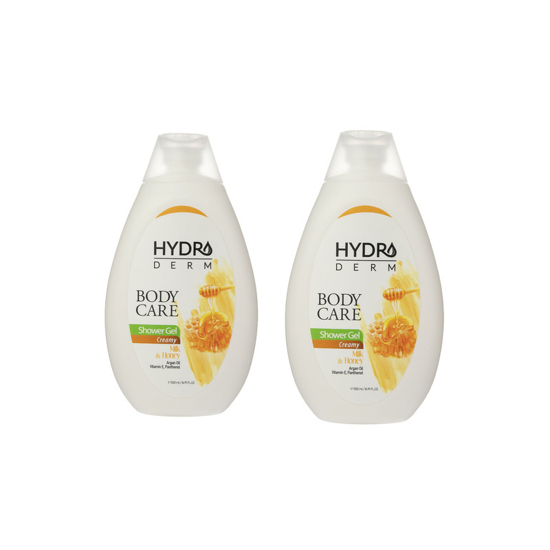 شامپو بدن کرمی هیدرودرم مدل Milk and Honey مناسب انواع پوست حجم 500 میلی لیتر بسته 2عددی