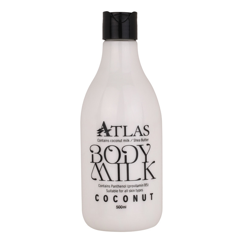 شیر بدن اطلس مدل Coconut مناسب انواع پوست حجم 500 میلی لیتر