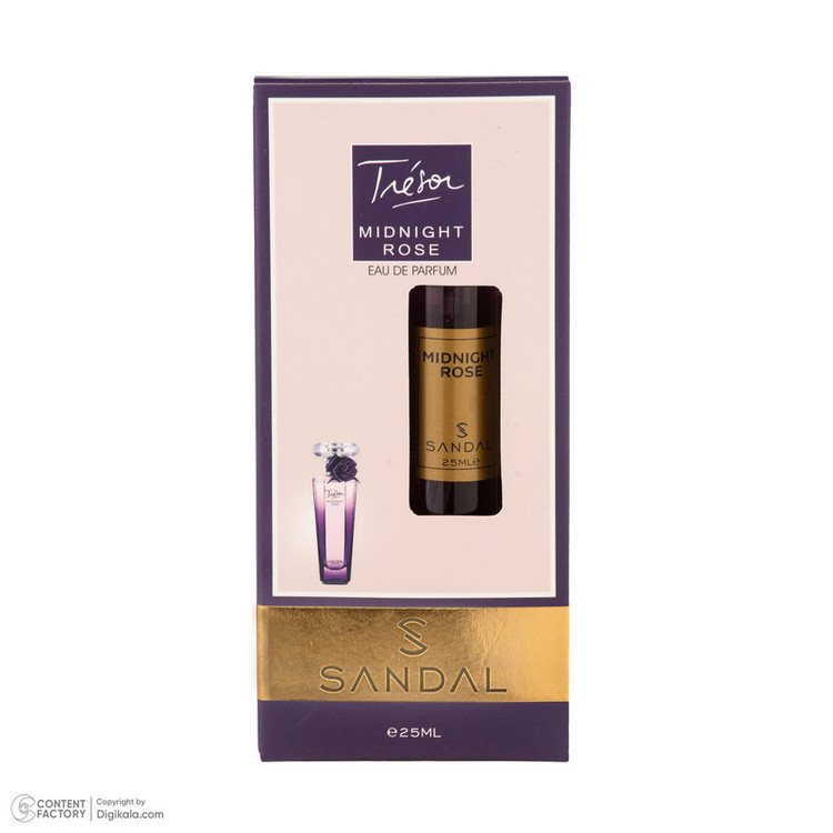 عطر جیبی زنانه صندل مدل Lancome Midnight rose با رایحه شیرین و گرم حجم 25 میلیلیتر