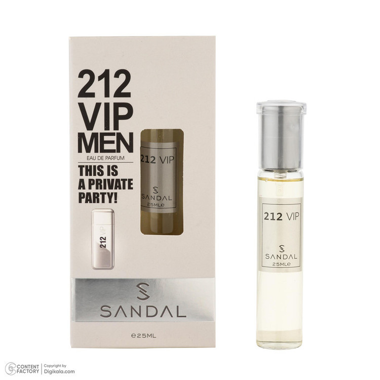 عطر جیبی مردانه صندل مدل 212vip با رایحه تند و خنک حجم 25 میلیلیتر