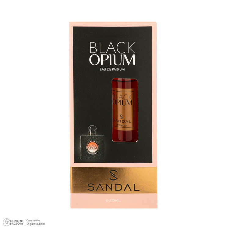 عطر جیبی زنانه صندل مدل بلک اوپیوم با رایحه گرم و شیرین حجم 25 میلیلیتر