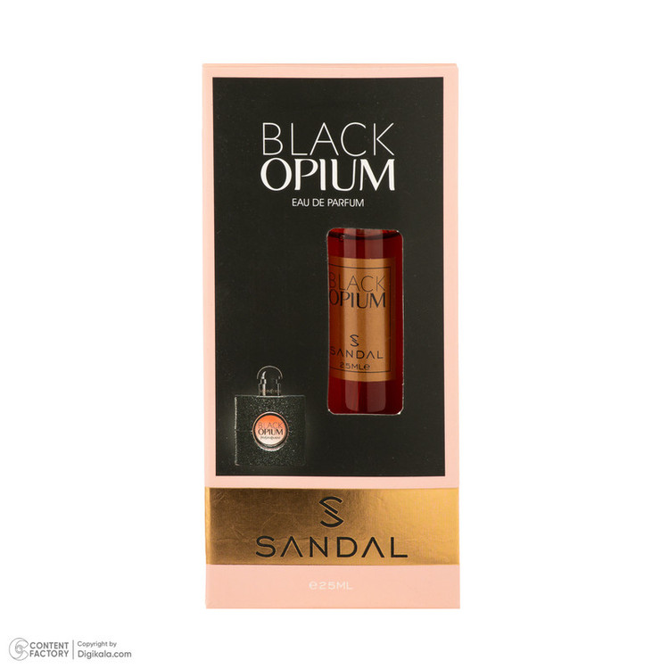 عطر جیبی زنانه صندل مدل بلک اوپیوم با رایحه گرم و شیرین حجم 25 میلیلیتر