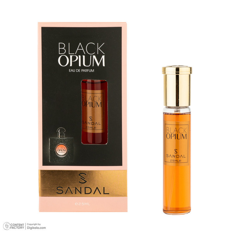 عطر جیبی زنانه صندل مدل بلک اوپیوم با رایحه گرم و شیرین حجم 25 میلیلیتر