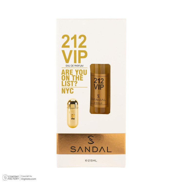 عطر جیبی زنانه صندل مدل 212 VIP WOMEN با رایحه شیرین و گرم حجم 25 میلیلیتر