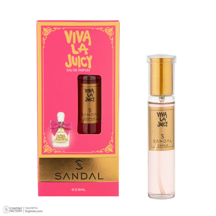 عطر جیبی زنانه صندل مدل VIVALA JUICY با رایحه شیرین و خنک حجم 25 میلیلیتر