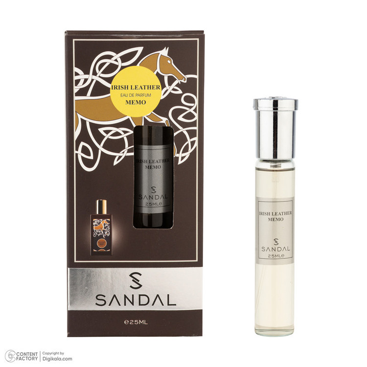 عطر جیبی مردانه صندل مدل Irish leather Memo با رایحه تلخ حجم 25 میلیلیتر