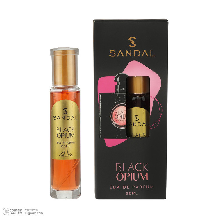 عطر جیبی زنانه صندل مدل Black opium با رایحه شیرین حجم 25 میلیلیتر