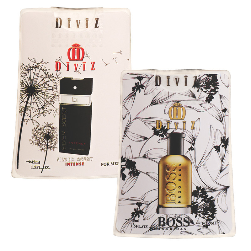 عطر جیبی زنانه و مردانه دیوایز مدل سیلور سنت و هوگوبوس و کوکوشنل و مری می با رایحه گرم و شیرین حجم 45 میلیلیتر بسته 12 عددی