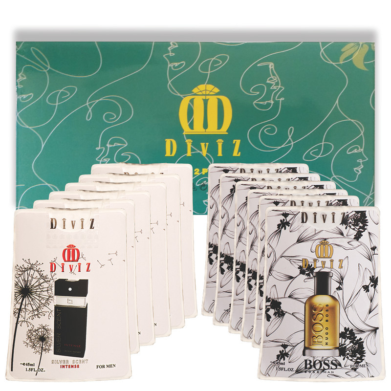 عطر جیبی دیوایز مدل سیلور سنت و هوگوبوس با رایحه گرم حجم 45 میلیلیتر بسته 12 عددی
