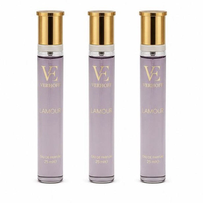 عطر جیبی زنانه ورهف مدل لامور با رایحه گلی حجم 25 میلی لیتر بسته 3 عددی