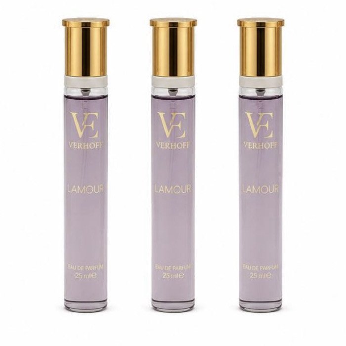 عطر جیبی زنانه ورهف مدل لامور با رایحه گلی حجم 25 میلی لیتر بسته 3 عددی