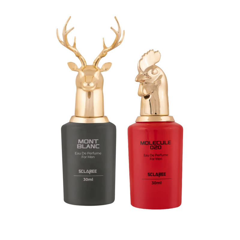 عطر جیبی اسکلاره مدل مولکول 02 با رایحه خنک حجم 30 میلیلیتر به همراه عطر جیبی اسکلاره مدل لجند مونت بلان با رایحه خنک حجم 30 میلیلیتر