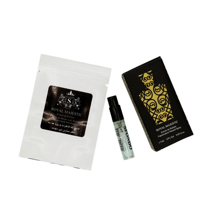 عطر جیبی مردانه اسفوندو پرفیوم ROYAL MAJESTIC با رایحه خنک حجم 3 میلی لیتر
