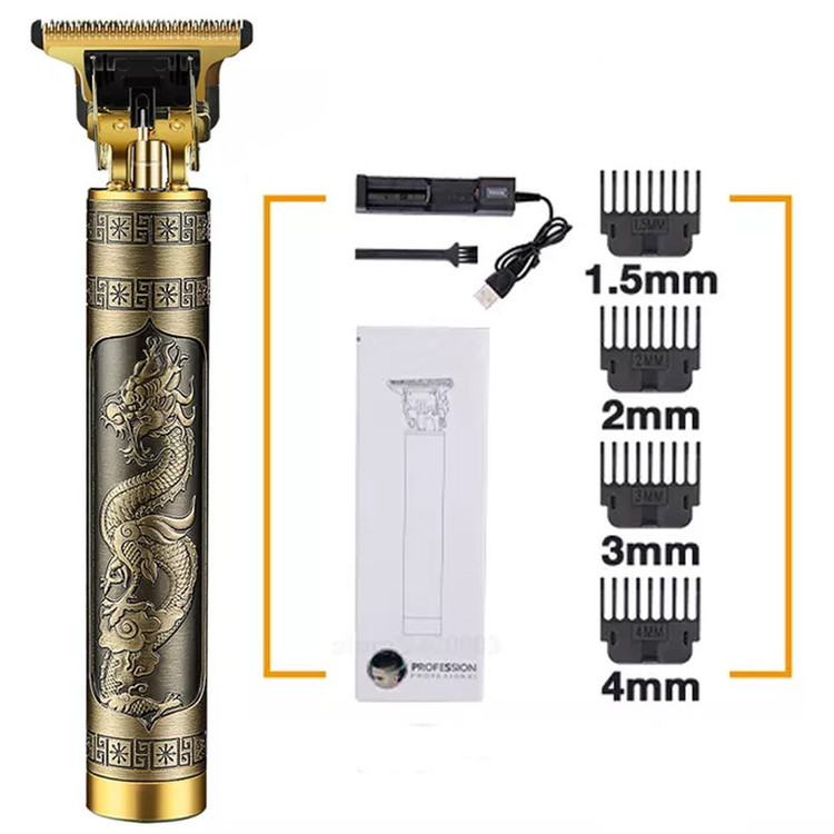 ماشین اصلاح موی صورت مدل V-T9 با تیغه استیل ضد زنگ، قابلیت اصلاح با شماره صفر، باتری لیتیوم یونی قابل شارژ، طراحی ارگونومیک و سبک، همراه با چهار شانه قابل تنظیم و شارژر USB