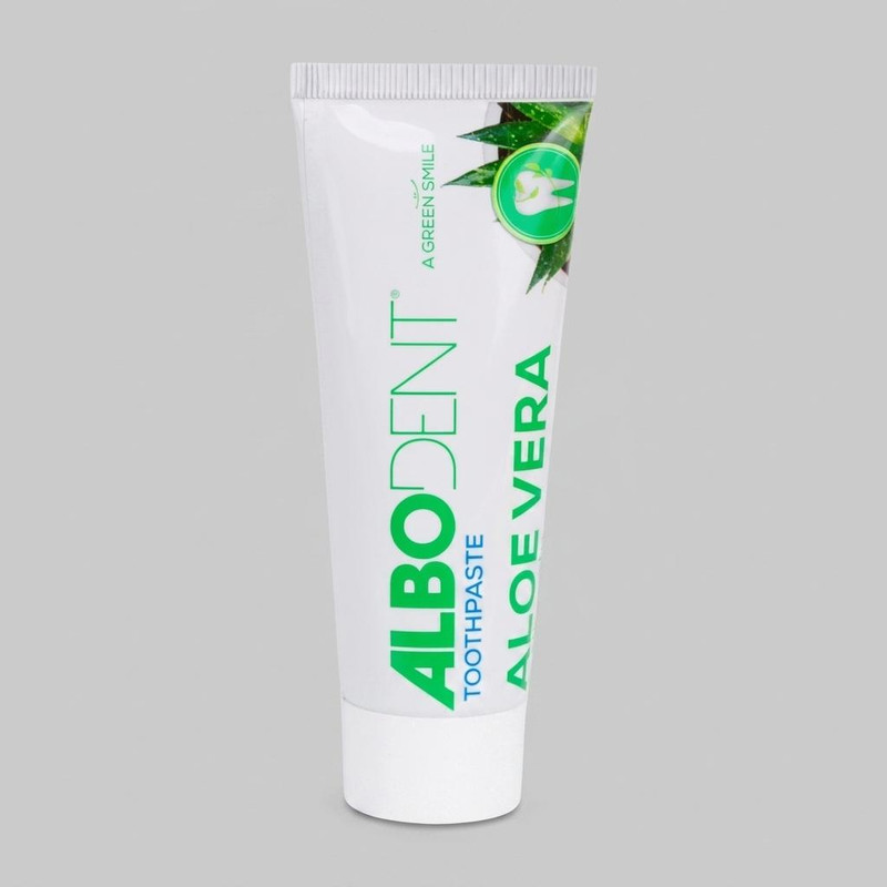 خمیر دندان ضد باکتری آلبودنت مدل Aloe Vera با طعم دارچین مناسب برای همه دندانها وزن 75 گرم