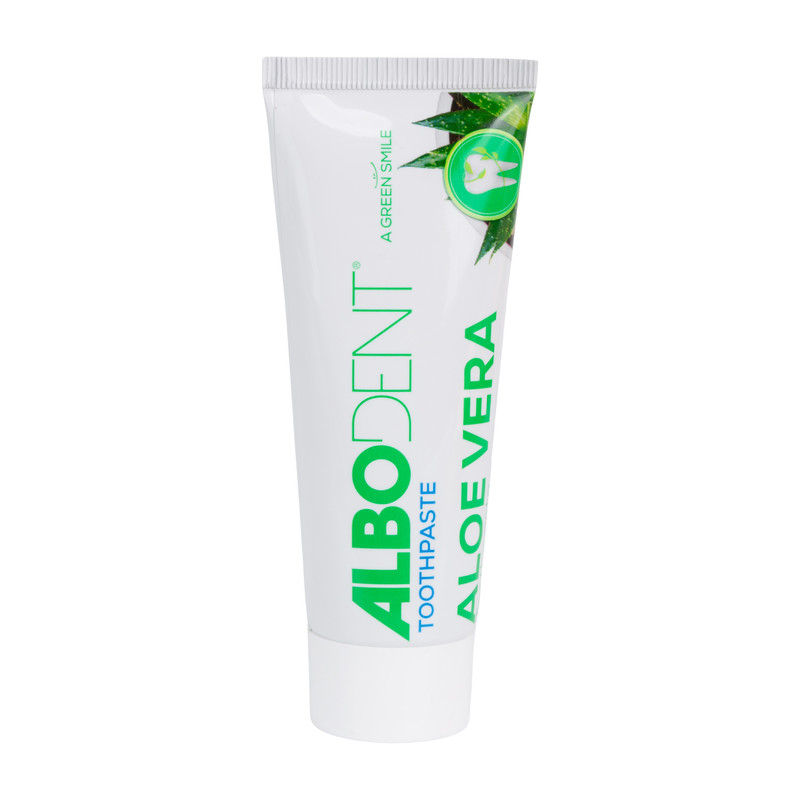خمیر دندان ضد باکتری آلبودنت مدل Aloe Vera با طعم دارچین مناسب برای همه دندانها وزن 75 گرم