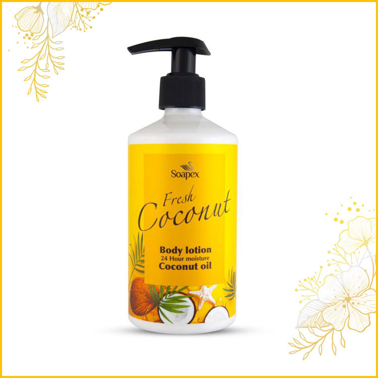 لوسیون بدن سوپکس مدل Shea butter و Coconut oil حجم 350 میلیلیتر مرطوبکننده و ترمیمکننده پوست با عصاره شی باتر ضد چین و چروک و روغن نارگیل جوانکننده و شادابکننده پوست