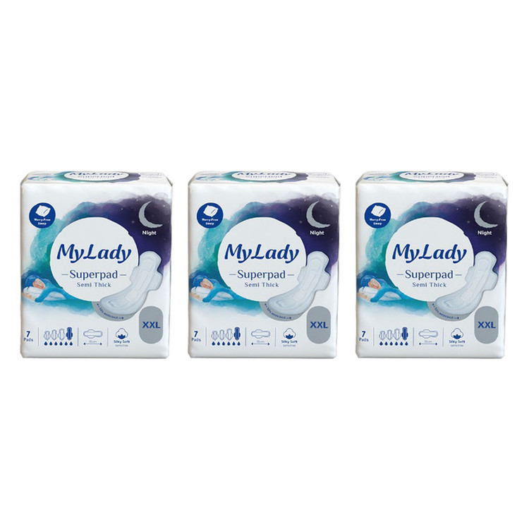 نوار بهداشتی مای لیدی مدل Superpad silky سایز خیلی خیلی بزرگ (XXL) سه بسته 7 عددی