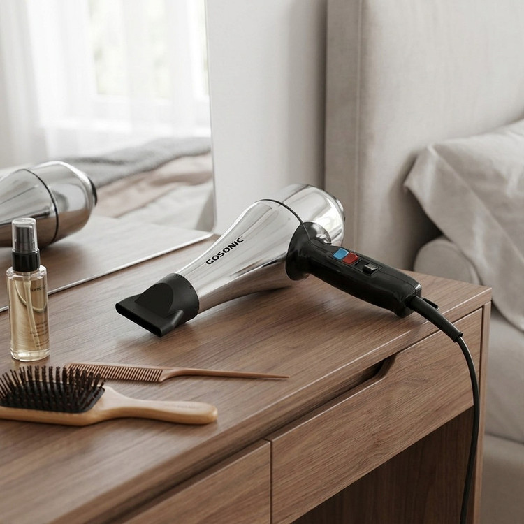 سشوار حرفهای 1800 وات گوسونیک مدل GHD-229، موتور AC، وزن 892 گرم، دارای سری متمرکزکننده پهن با ویژگی حجمدهندگی، با قابلیت فناوری تولید یون، باد سرد