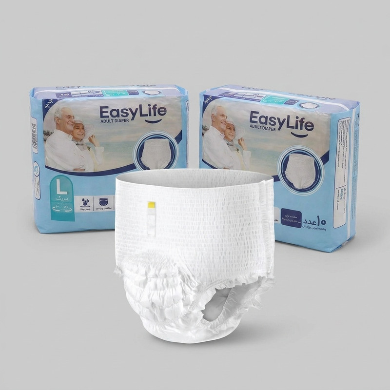 پوشک شورتی بزرگسال ایزی لایف کد 017 سایز Large دو بسته 10 عددی