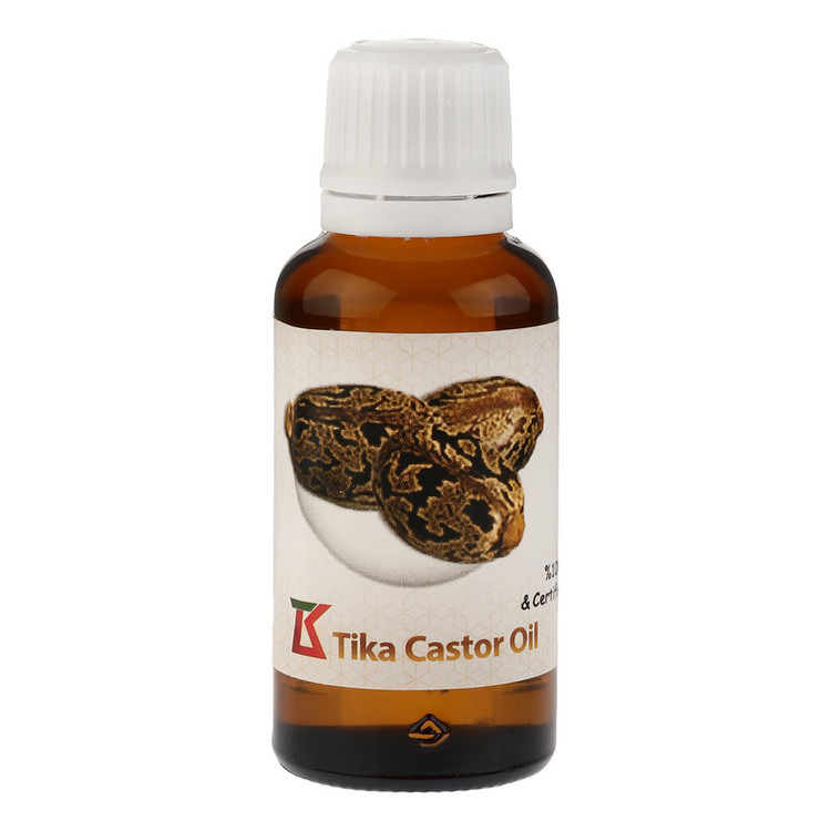 روغن کرچک خالص تیکا 40 میلیلیتر با گرانروی بالا، استخراج با دمای پایین، بستهبندی شیشهای قطرهچکانی، مرطوبکننده و ضد حساسیت، مناسب مراقبت از پوست و مو، افزایش سلامت و ترمیم پوست