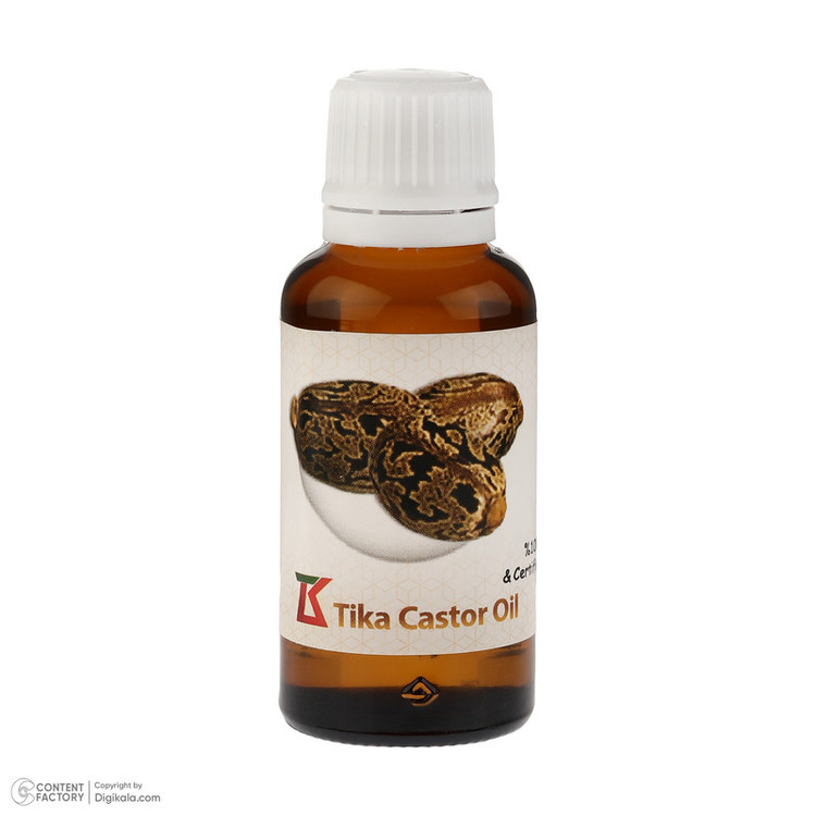 روغن کرچک خالص تیکا 40 میلیلیتر با گرانروی بالا، استخراج با دمای پایین، بستهبندی شیشهای قطرهچکانی، مرطوبکننده و ضد حساسیت، مناسب مراقبت از پوست و مو، افزایش سلامت و ترمیم پوست