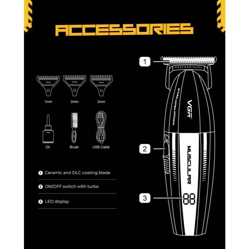 ماشین اصلاح موی سر و صورت شارژی وی جی ار مدل V-285t