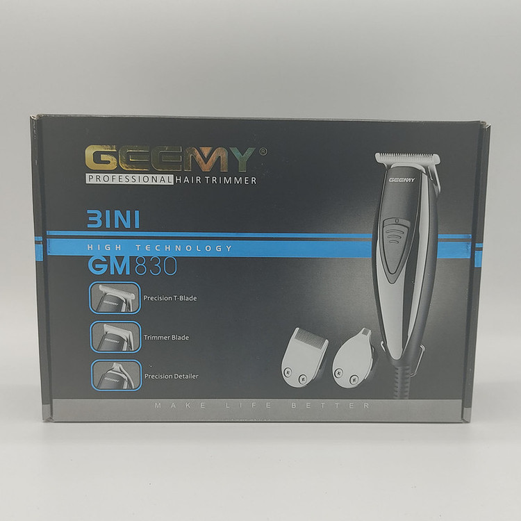 ماشین اصلاح موی صورت جیمی مدل GM830 با تیغه استیل ضد زنگ، برش مستقیم، قابلیت تنظیم سرعت، همراه 7 شانه اصلاح از 0.2 تا 9 میلیمتر و منبع تغذیه برق با سیم