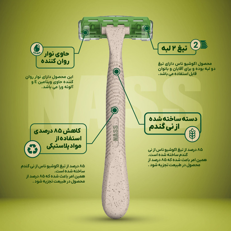 خودتراش ناس مدل اکوشیو 2 بسته 3 عددی