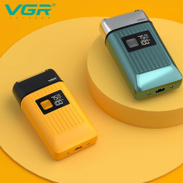 ماشین اصلاح موی سر و صورت وی جی ار مدل V-357 فویلی با تیغه تیتانیوم، ضد آب، باتری 600 میلیآمپر ساعت، موتور 6000 دور در دقیقه و شارژ USB