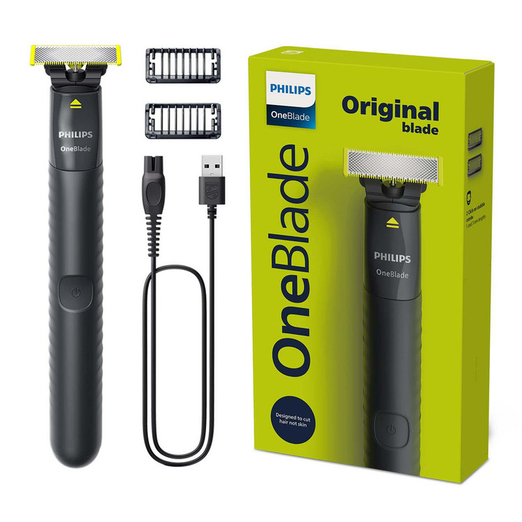 ماشین اصلاح موی صورت فیلیپس مدل QP1424.10 شارژی با تکنولوژی OneBlade، ضدآب، قابل استفاده خشک و مرطوب، تیغه استیل ضد زنگ، اصلاح صفر زن، دارای دو شانه 1 و 3 میلیمتری، شارژ USB با 30 دقیقه استفاده مداوم