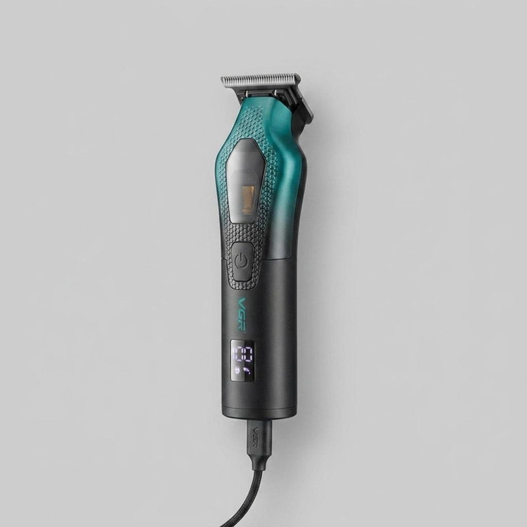 ماشین اصلاح موی سر و صورت وی جی ار مدل V-997 با موتور 11000 دور در دقیقه، باتری لیتیوم یونی 2500 میلیآمپر ساعت، تیغه سرامیک ضد التهاب، قابلیت تنظیم سرعت و نمایشگر میزان شارژ
