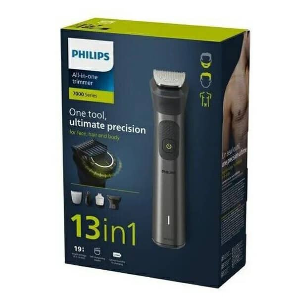 ماشین اصلاح موی صورت فیلیپس مدل MG7920 با باتری 1200 میلیآمپر، تیغه تریم، ضد آب و قابل استفاده زیر دوش، شارژ سریع USB و طراحی ارگونومیک با شانه قابل تنظیم دستی
