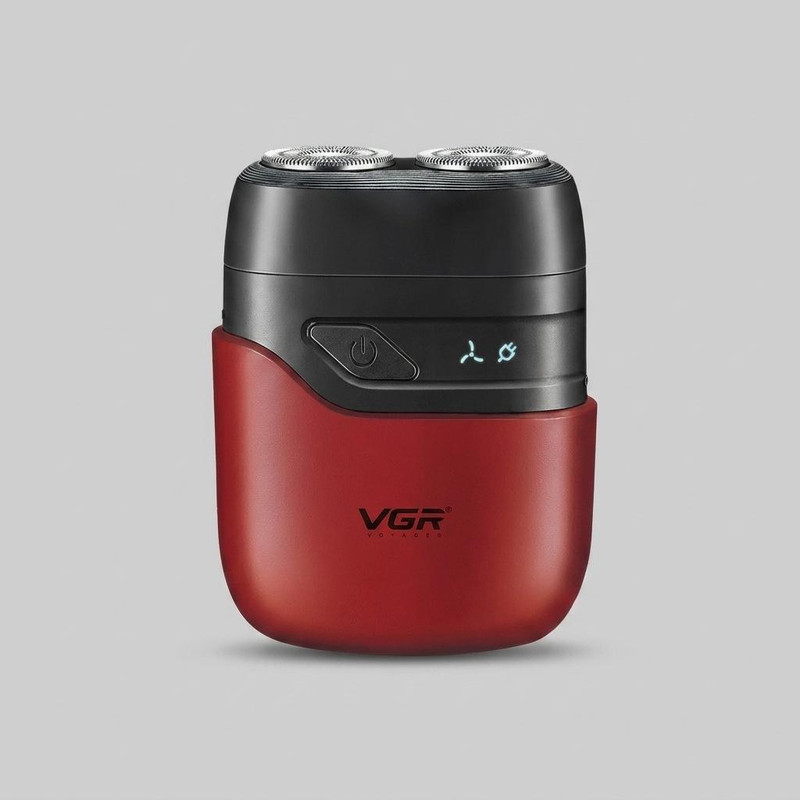ماشین اصلاح موی صورت وی جی ار مدل v-345 با تیغه استیل ضد زنگ، صفرزن، ضدآب، طراحی ارگونومیک، شارژ سریع، باتری قابل شارژ، همراه با کابل USB، برس تمیزکننده و محافظ