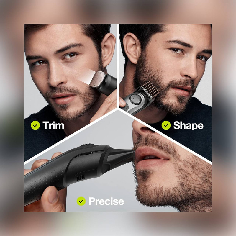 ماشین اصلاح صورت و بدن شارژی براون مدل BT7350 ضدآب با فناوری AutoSense، تیغههای خودتیزشونده استیل ضدزنگ، باتری لیتیومیون با 100 دقیقه کارکرد، شارژ سریع و تنظیم اصلاح با 39 شماره نیممیلیمتری