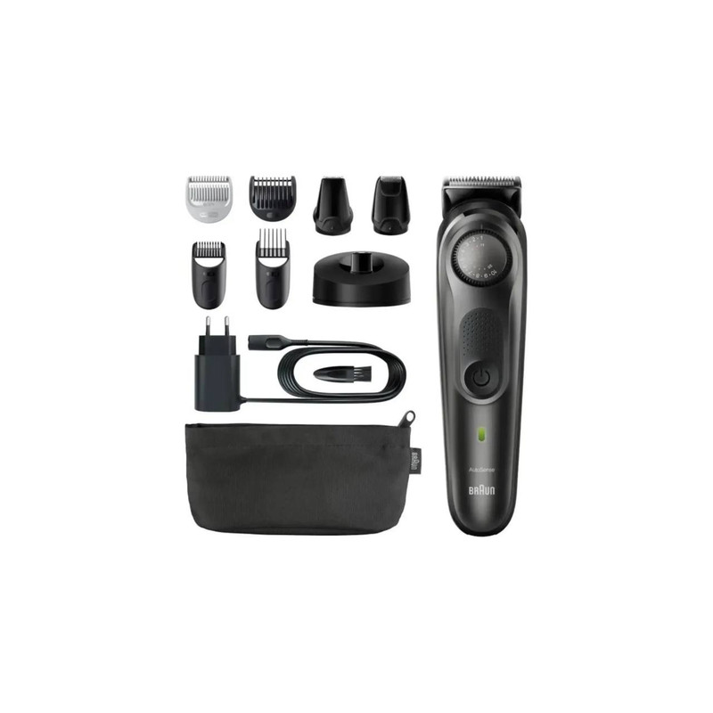 ماشین اصلاح صورت و بدن شارژی براون مدل BT7350 ضدآب با فناوری AutoSense، تیغههای خودتیزشونده استیل ضدزنگ، باتری لیتیومیون با 100 دقیقه کارکرد، شارژ سریع و تنظیم اصلاح با 39 شماره نیممیلیمتری
