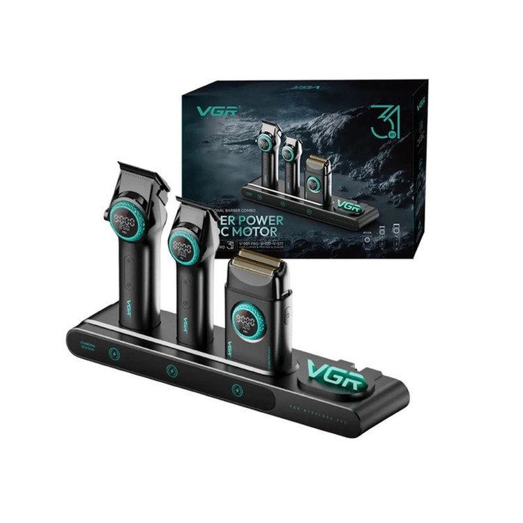 ست ماشین اصلاح موی سر و صورت شارژی وی جی آر مدل suoer power 3*1 مجموعه 3 عددی