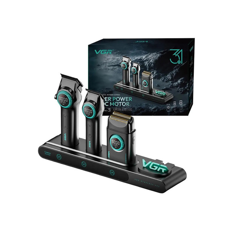 ست ماشین اصلاح موی سر و صورت شارژی وی جی آر مدل suoer power 3*1 مجموعه 3 عددی