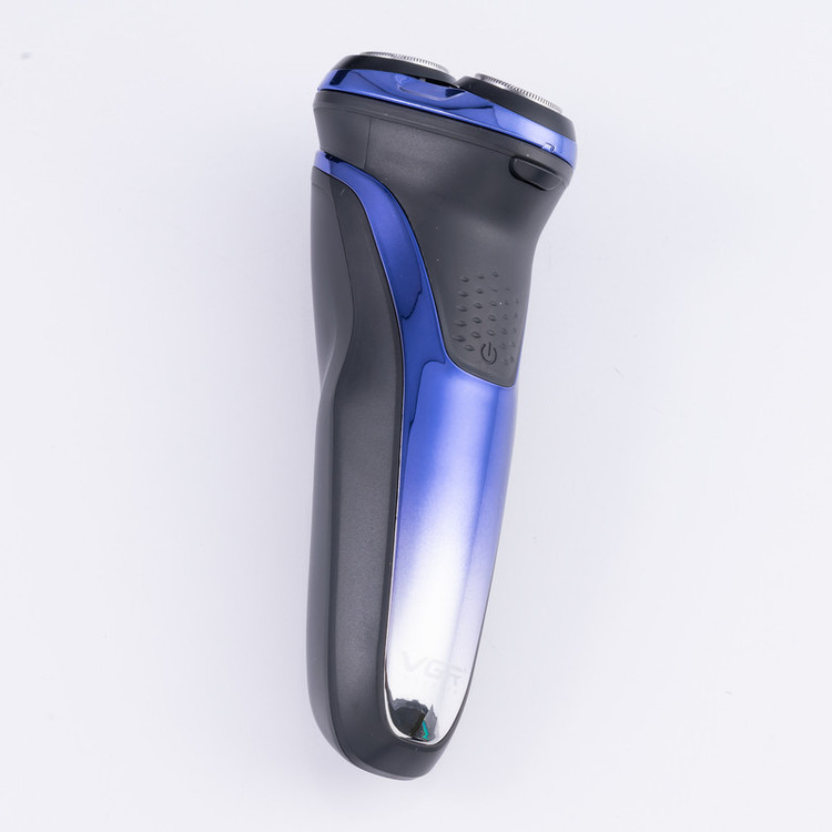 ماشین اصلاح موی صورت وی جی آر مدل V-306 با تیغه استیل ضد زنگ چرخشی، حرکت سری در 5 جهت، استفاده خشک و مرطوب، شارژ USB و نمایشگر LED میزان شارژ