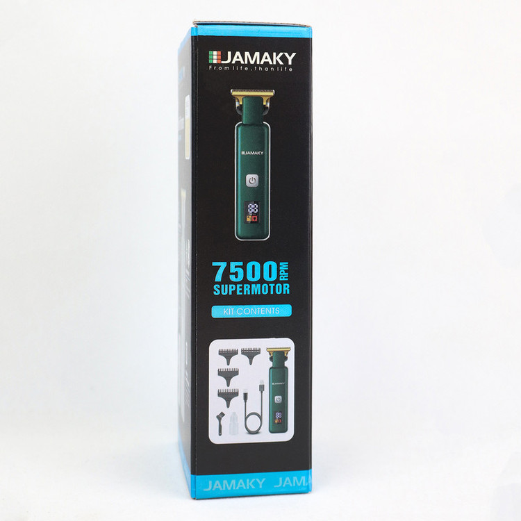 ماشین اصلاح موی سر و صورت شارژی جاماکی مدل JPC90017 با موتور 7500 دور در دقیقه، تیغه استیل ضد زنگ، طراحی ارگونومیک، نمایشگر میزان شارژ، قابلیت اصلاح با شماره صفر و شارژر تایپ سی