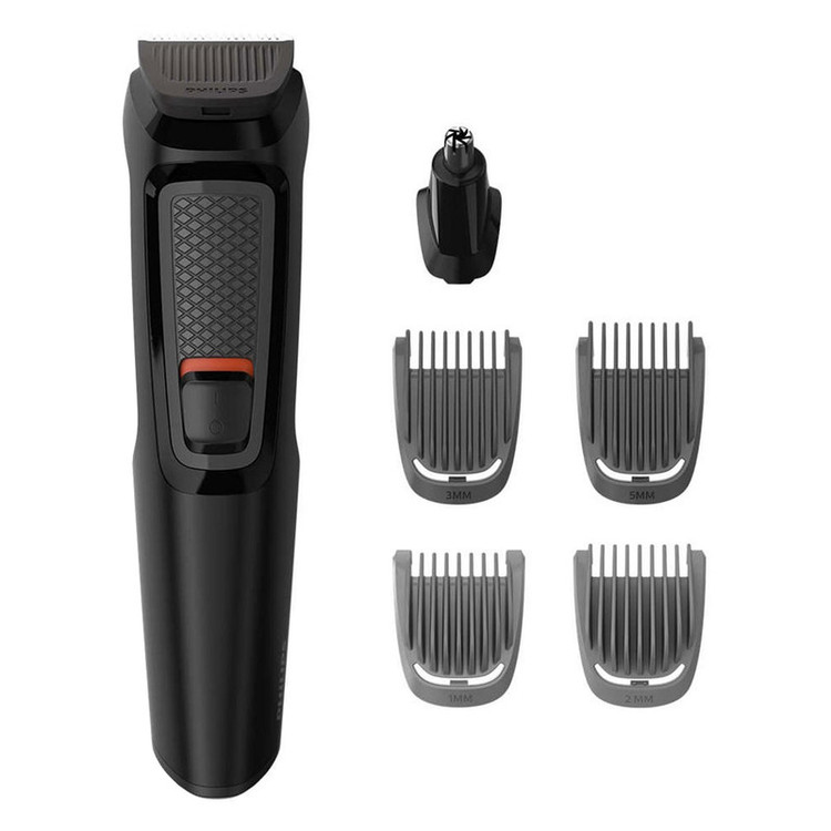 ماشین اصلاح موی سر و صورت فیلیپس مدل MG3710/15 با تیغه استیل ضد زنگ خودتیزشونده، باتری قابل شارژ با 60 دقیقه استفاده بیسیم، طراحی ارگونومیک و قابلیت اصلاح خط زن و حجم زن همراه با تریمر گوش و بینی