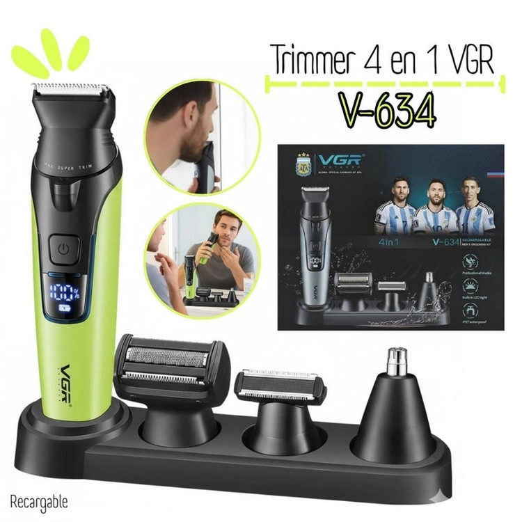 ست ماشین اصلاح موی صورت و بدن شارژی وی جی ار مدل V-634 4in1