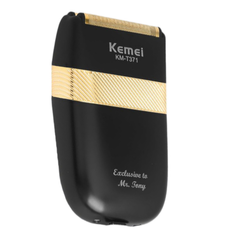 ماشین اصلاح موی صورت شارژی کیمی مدل KM-T371 با تیغه استیل ضد زنگ، قابلیت اصلاح با شماره صفر، نمایشگر شارژ، مقاوم در برابر آب، سیستم جلوگیری از گیرکردن مو، طراحی ارگونومیک و باتری 600 میلیآمپر ساعت