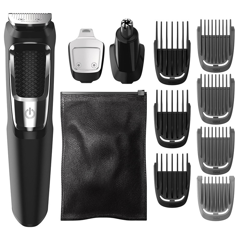 ماشین اصلاح موی صورت فیلیپس مدل MG3750.60 با تیغه استیل پیشرفته، تیغه خود تیزشونده، طراحی ارگونومیک، باتری قابل شارژ با 60 دقیقه استفاده، همراه با 7 عدد شانه حجم زن