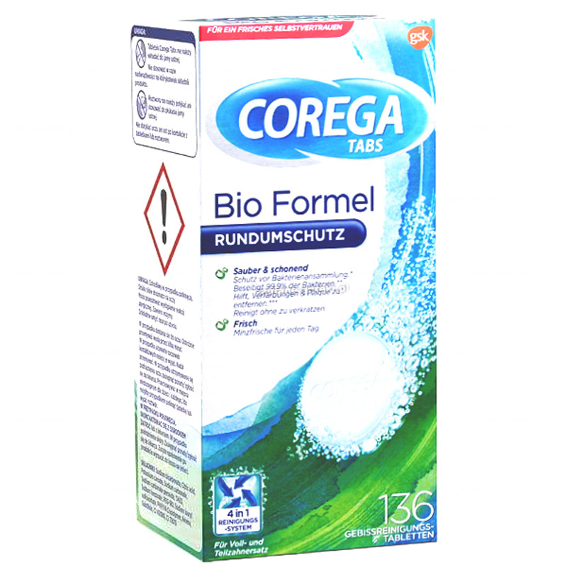 قرص تمیز کننده دندان مصنوعی کورگا مدل Bio Formel بسته 136 عددی